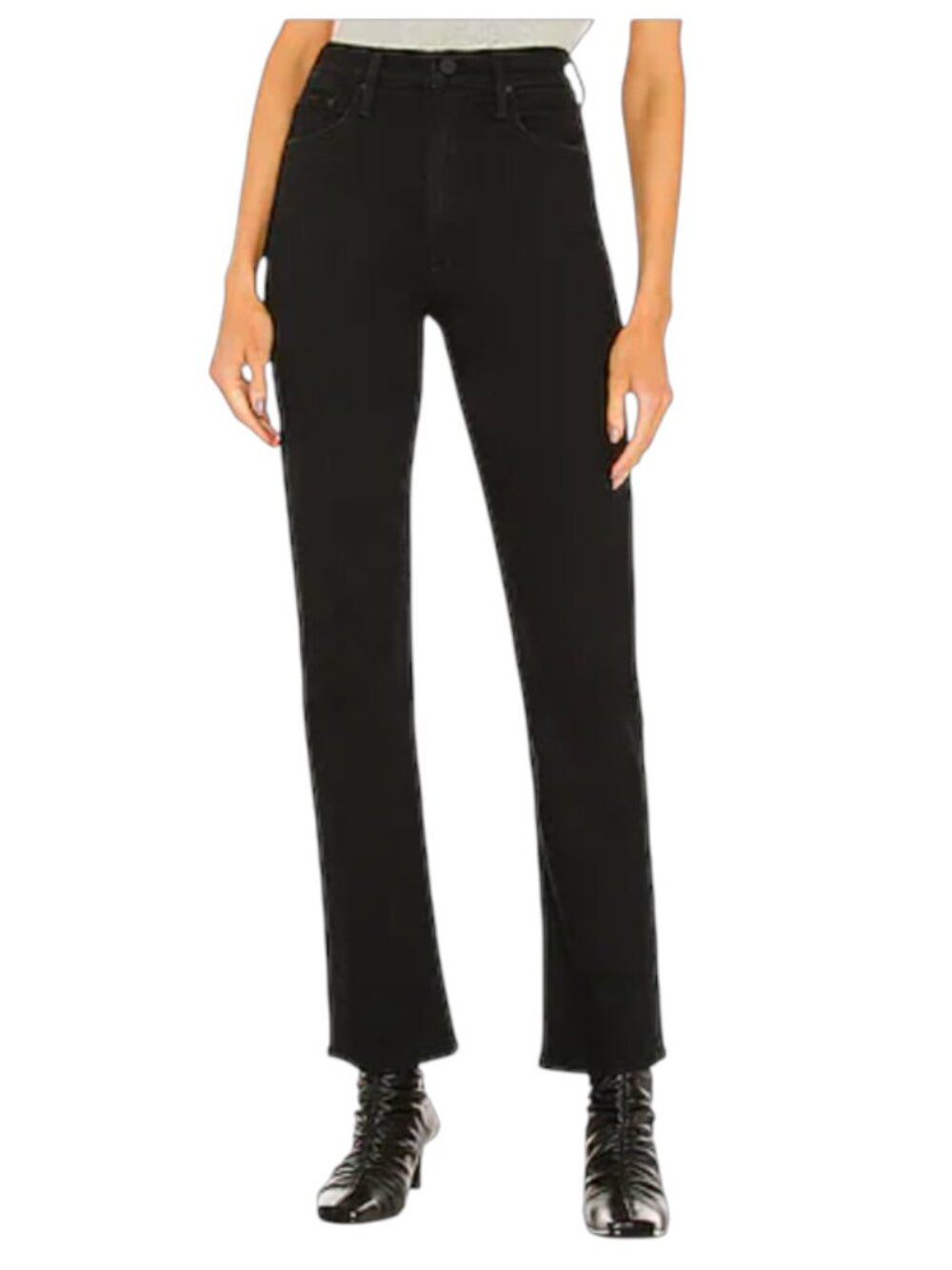 Mother High Waisted Rider Ankle Jeans Denim Womens 31 Black Not Guilty Stretch